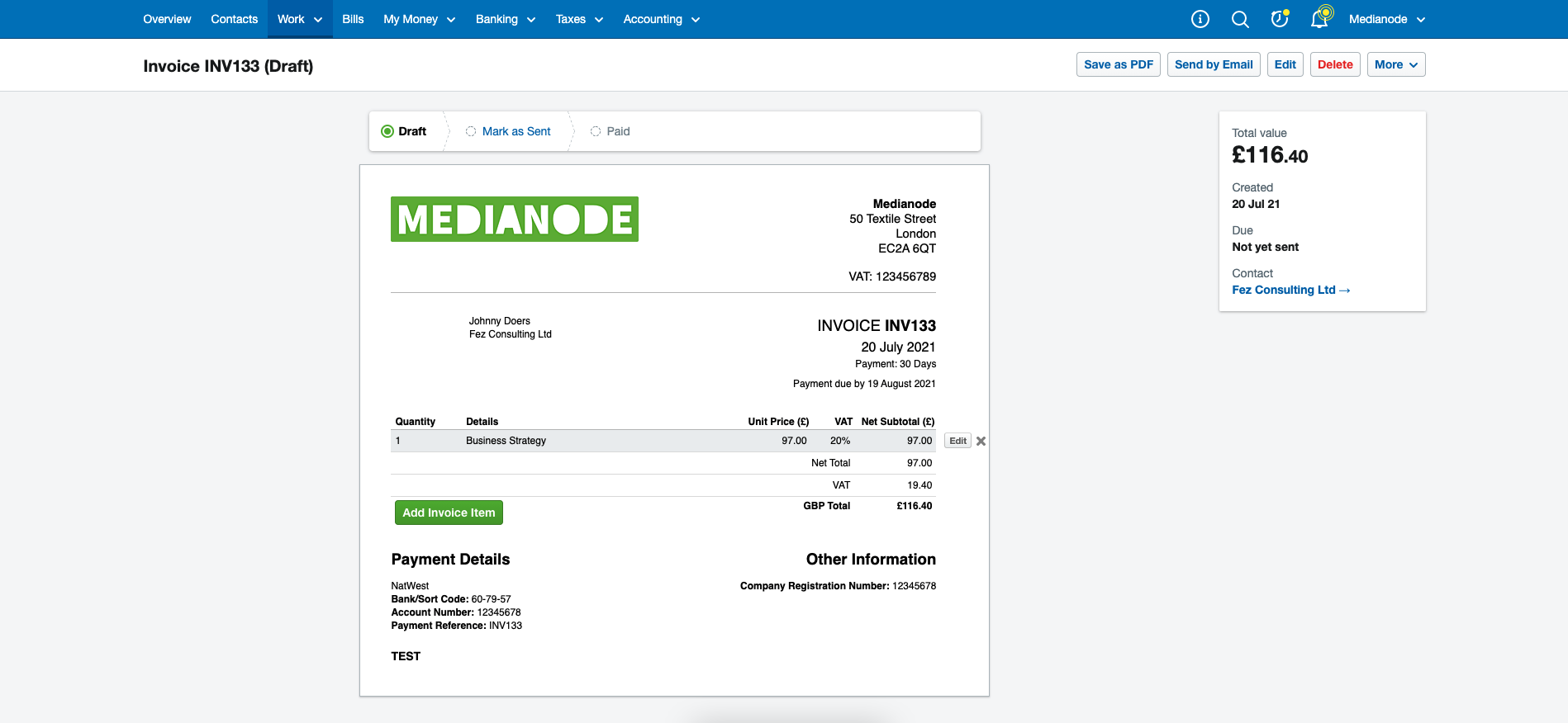 screenshot of FreeAgent
