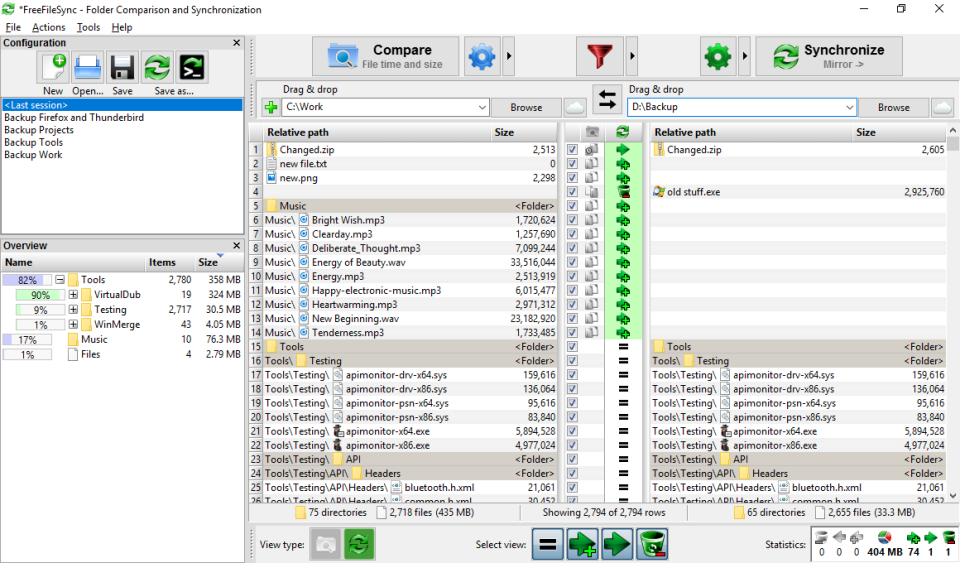 screenshot of FreeFileSync