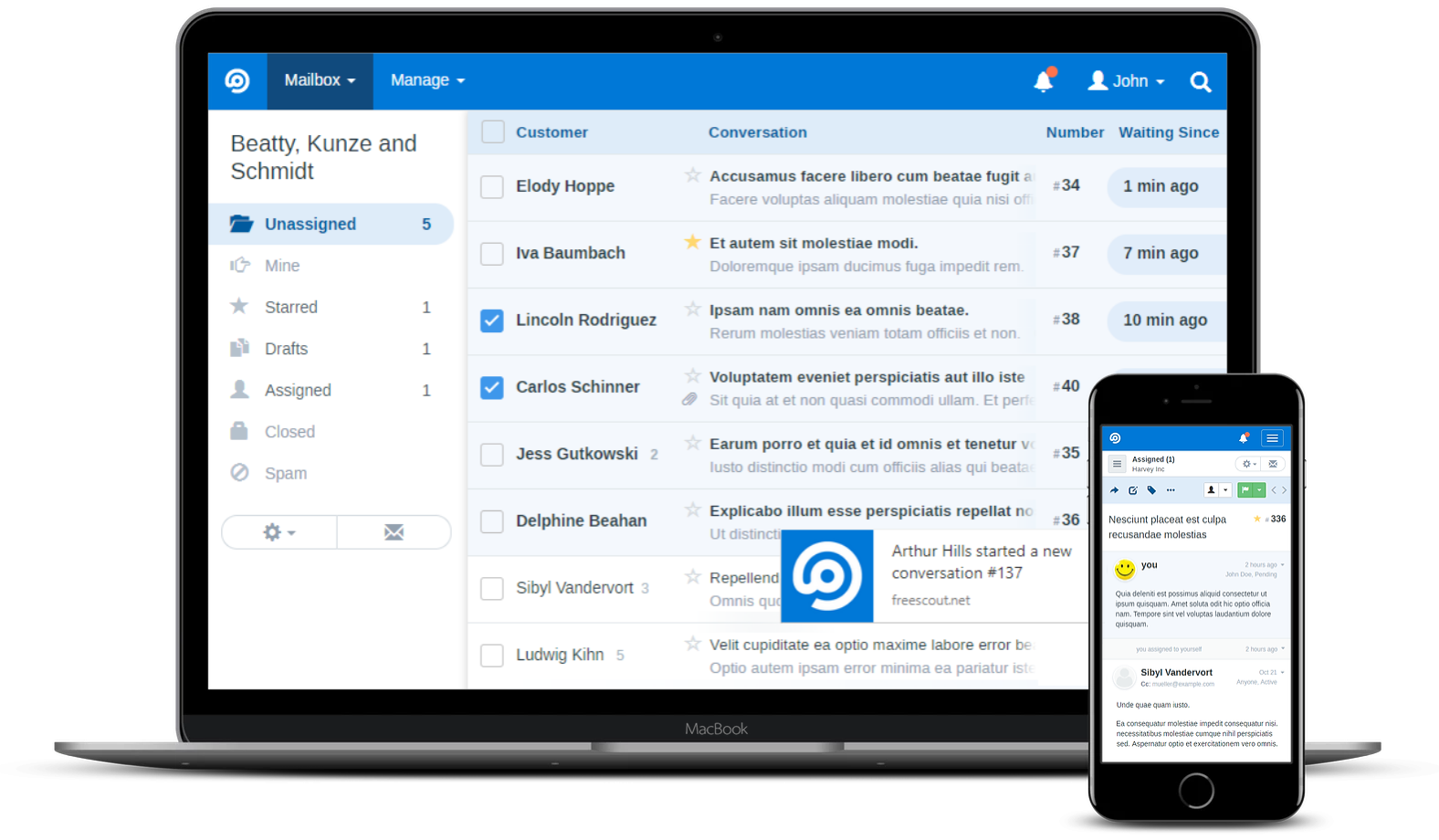 screenshot of FreeScout