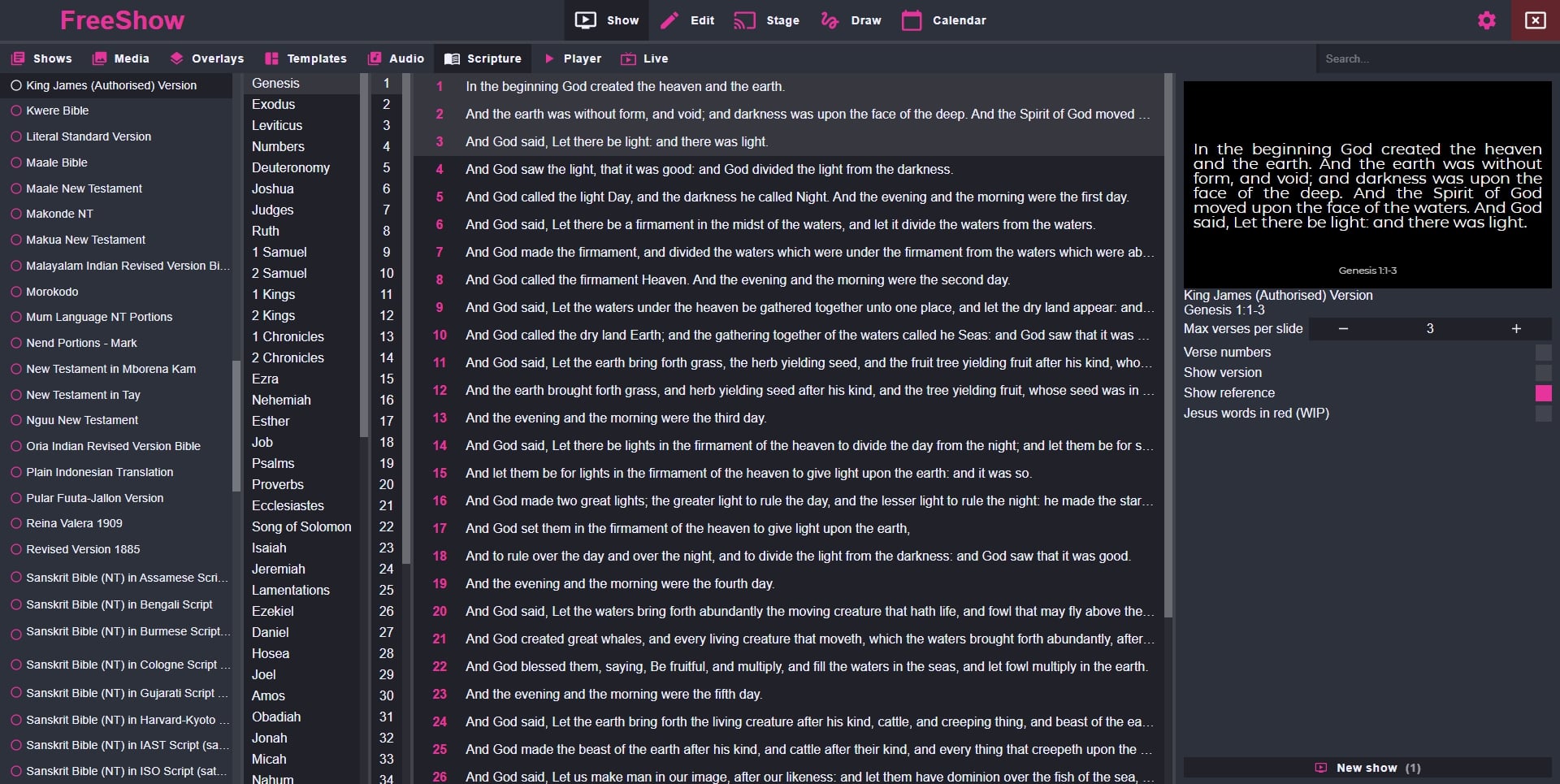 screenshot of FreeShow