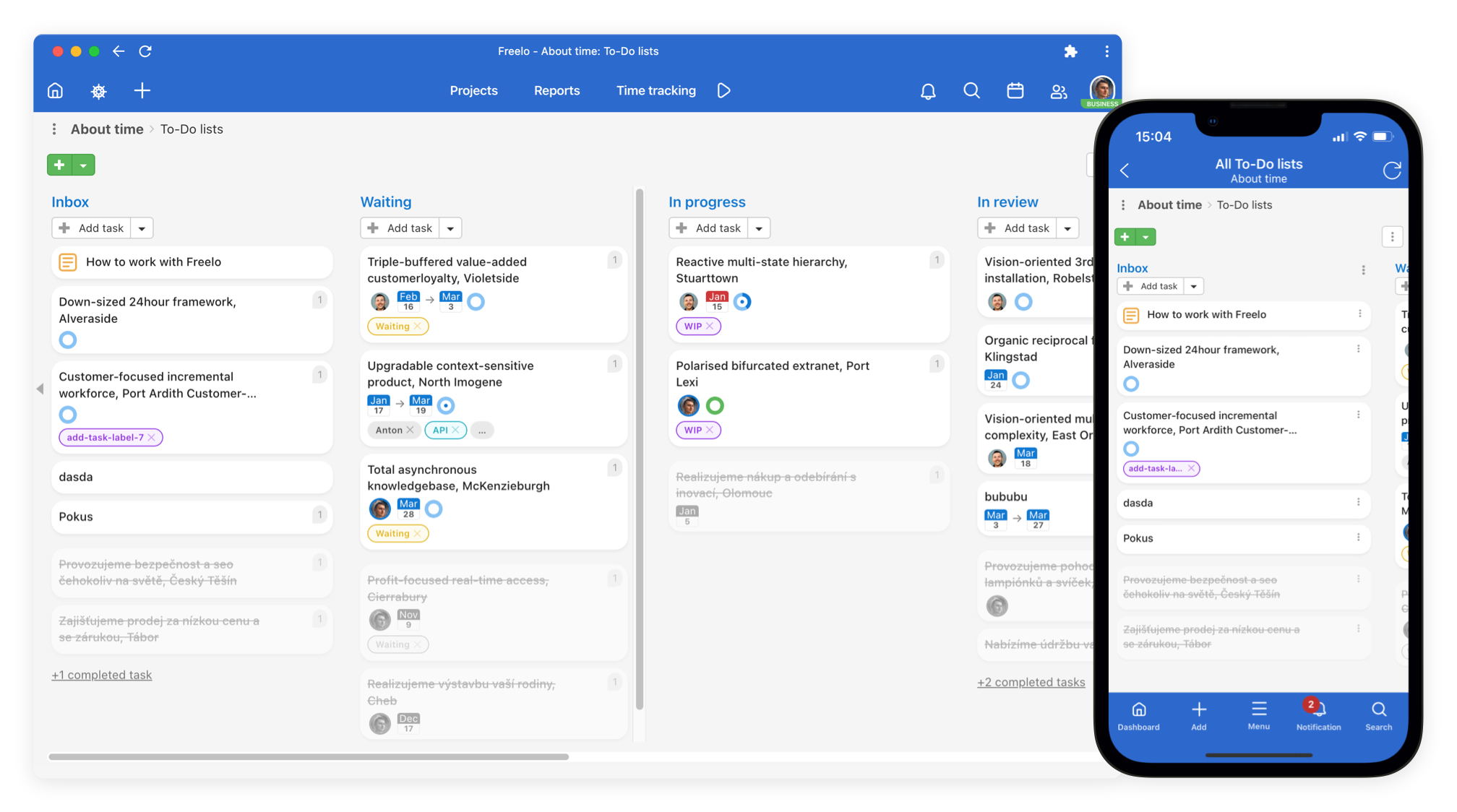 screenshot of Freelo