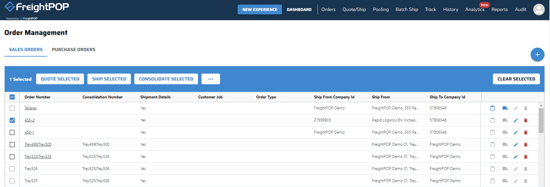 screenshot of FreightPOP
