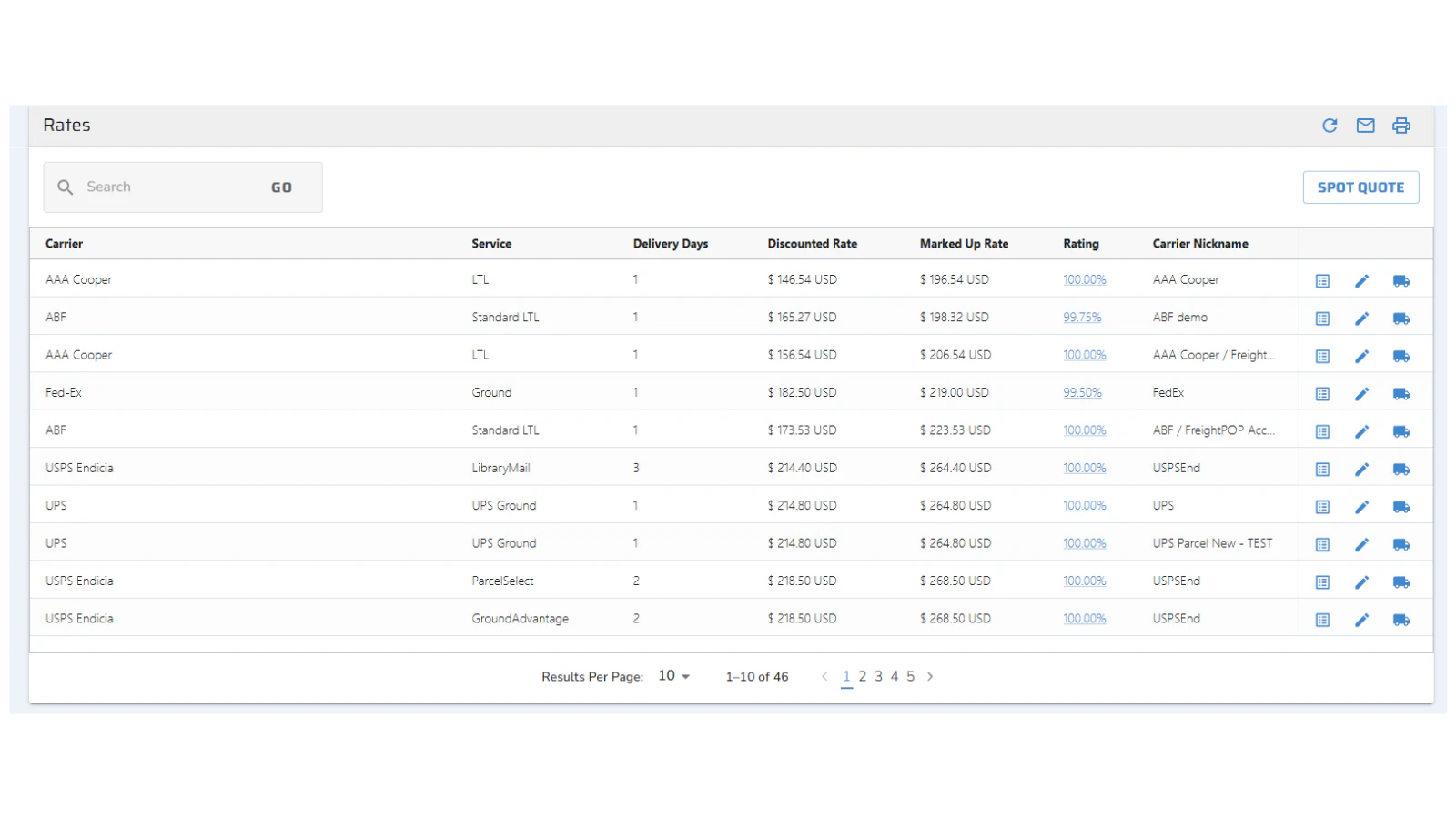 screenshot of FreightPOP