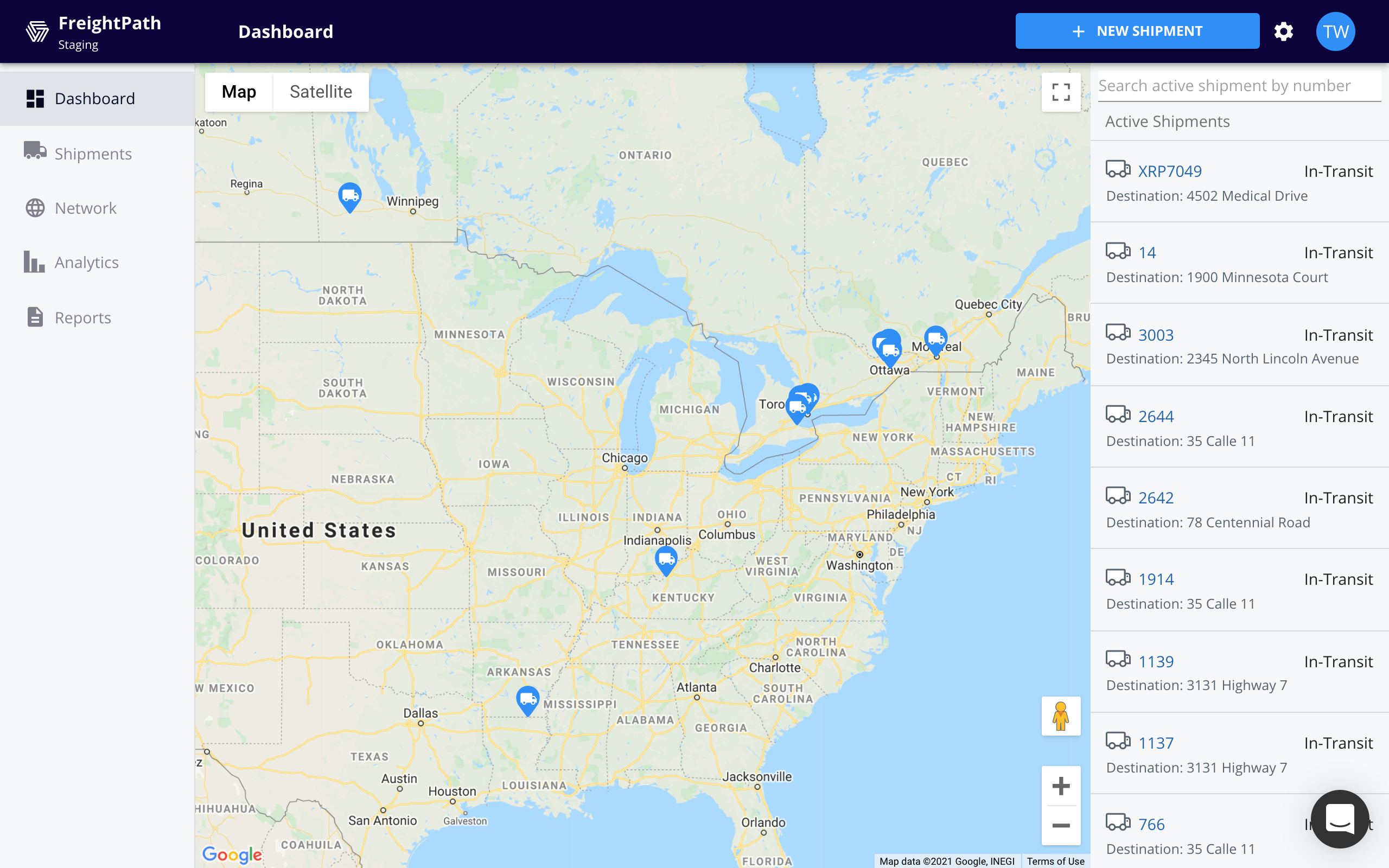screenshot of FreightPath