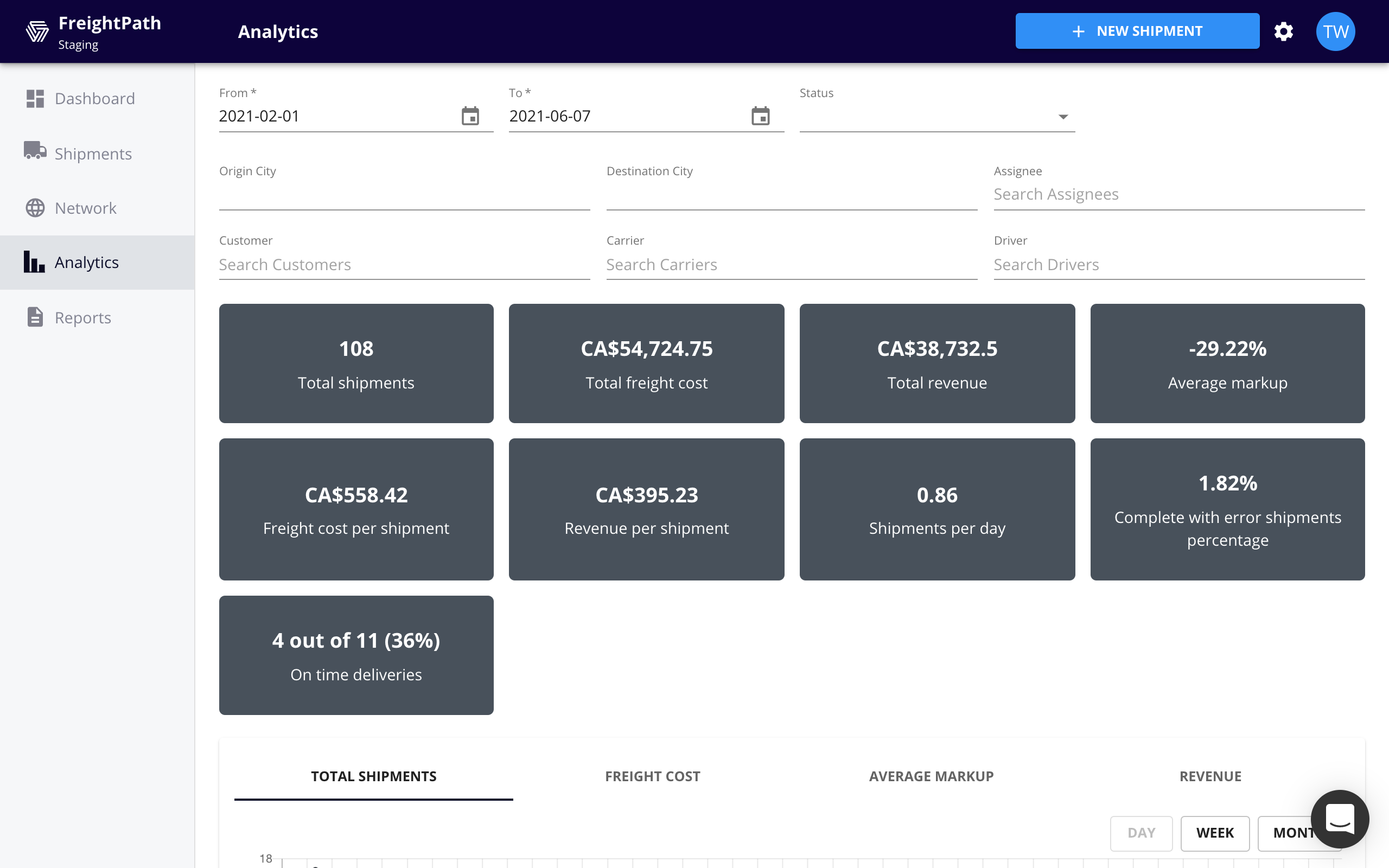 screenshot of FreightPath