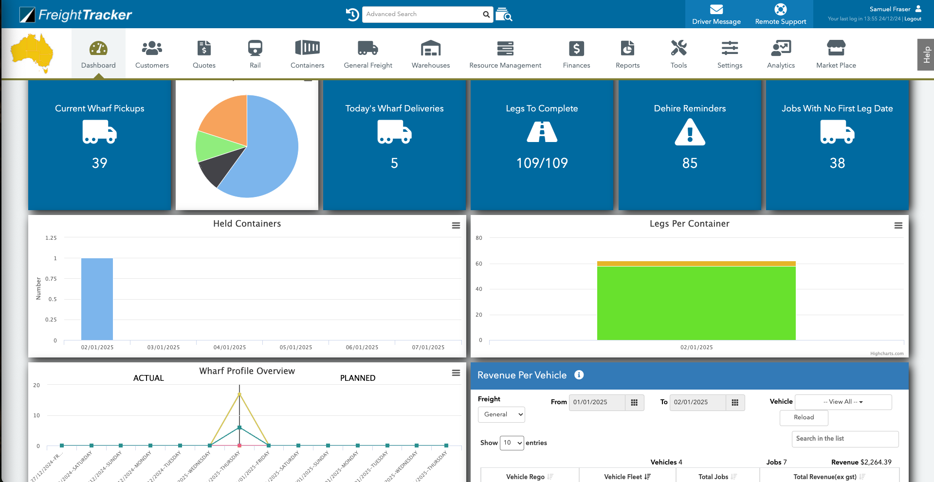 screenshot of FreightTracker