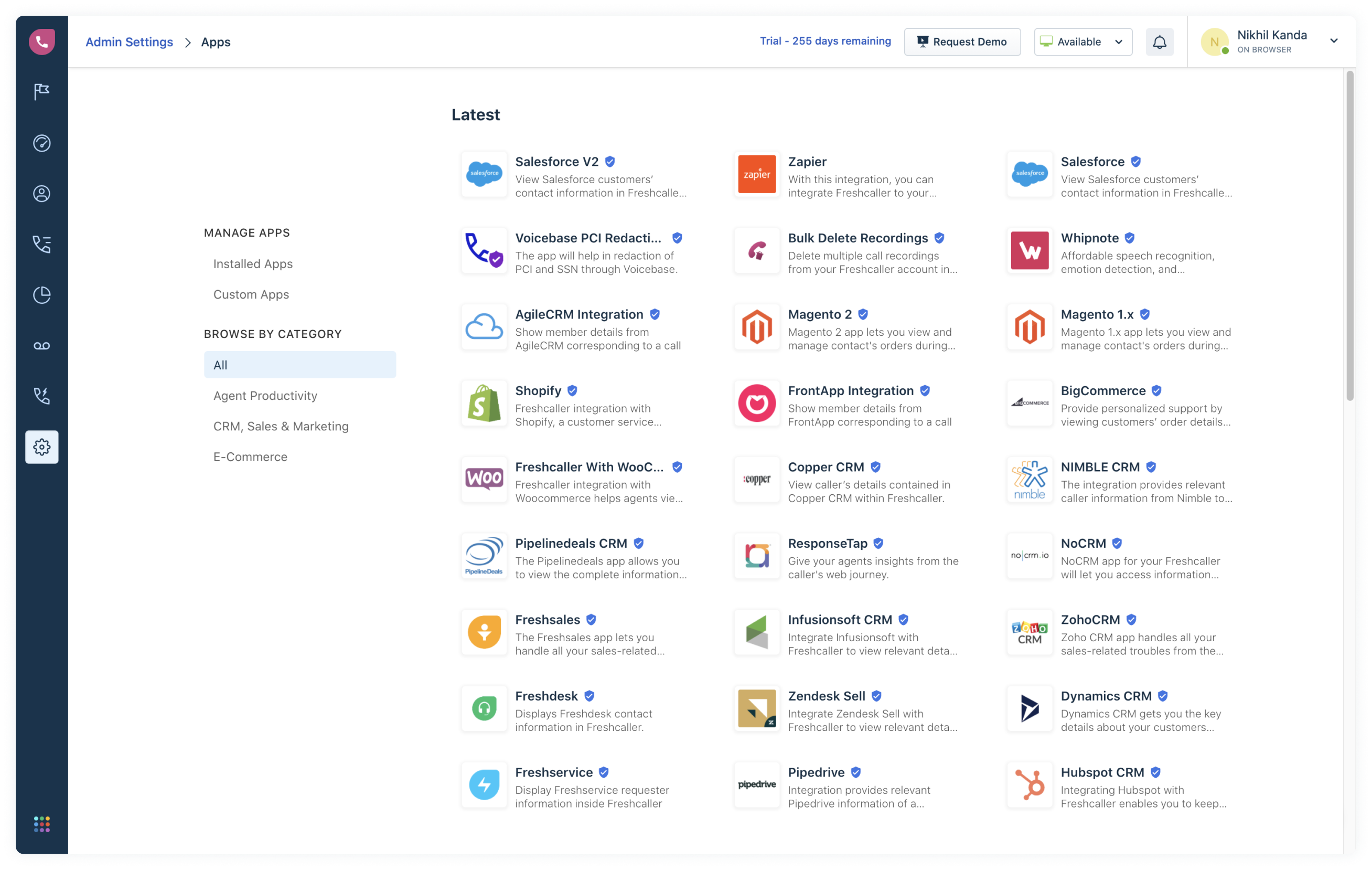 screenshot of Freshcaller