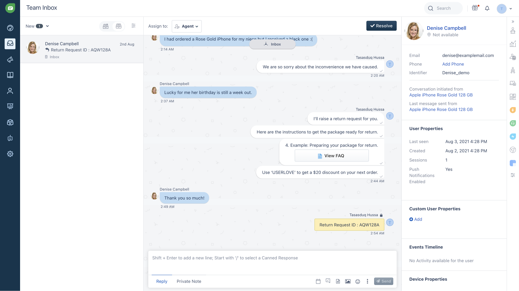 screenshot of Freshchat