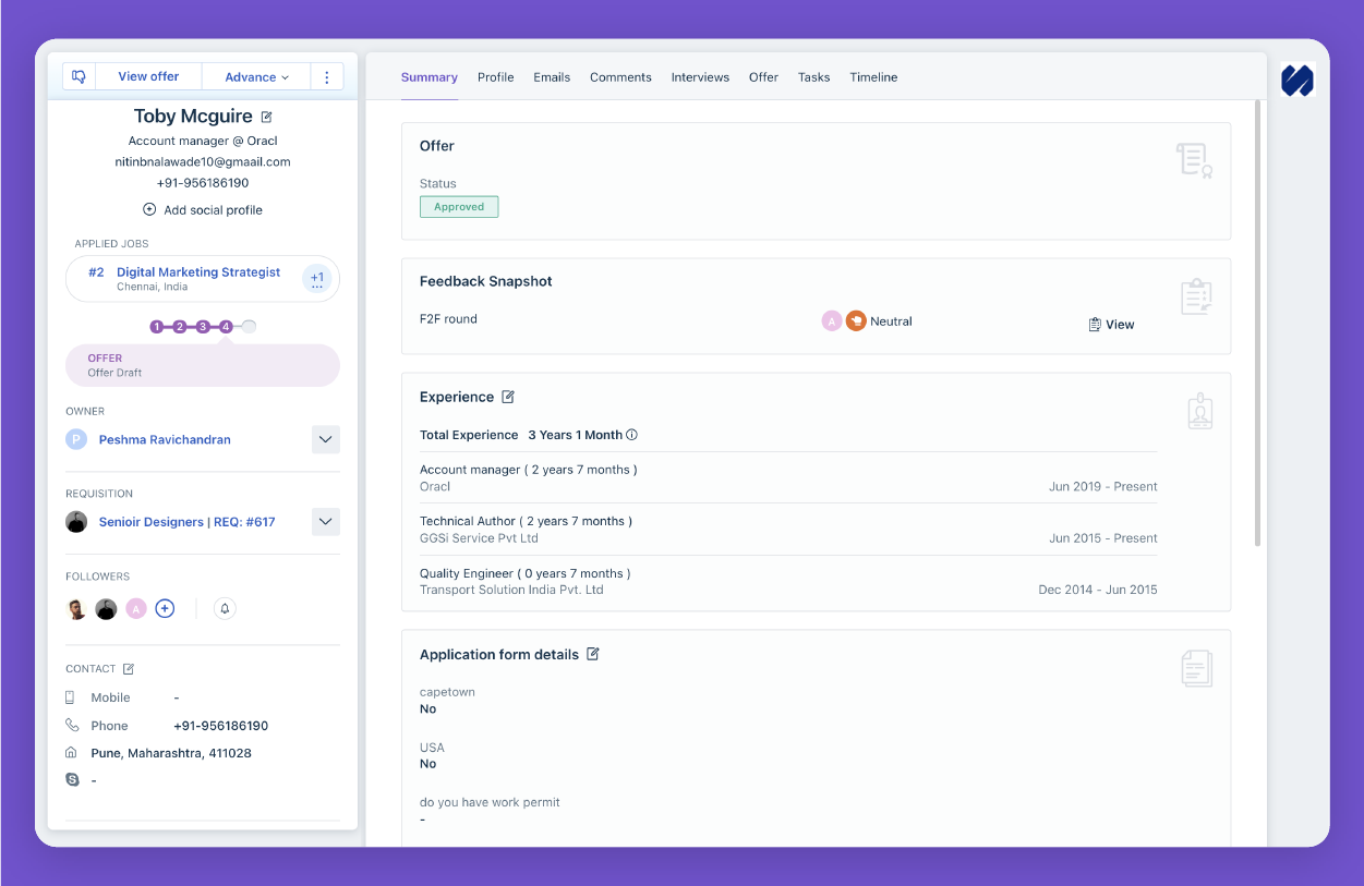 screenshot of Freshteam