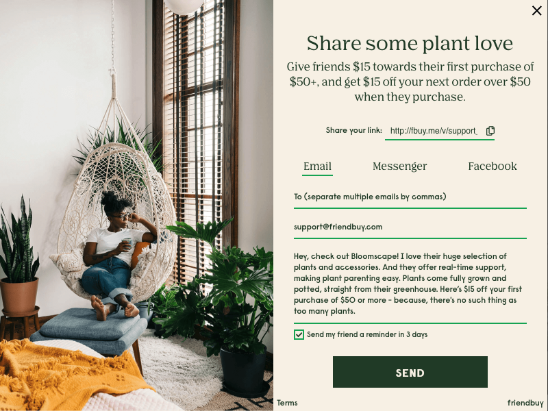 screenshot of Friendbuy