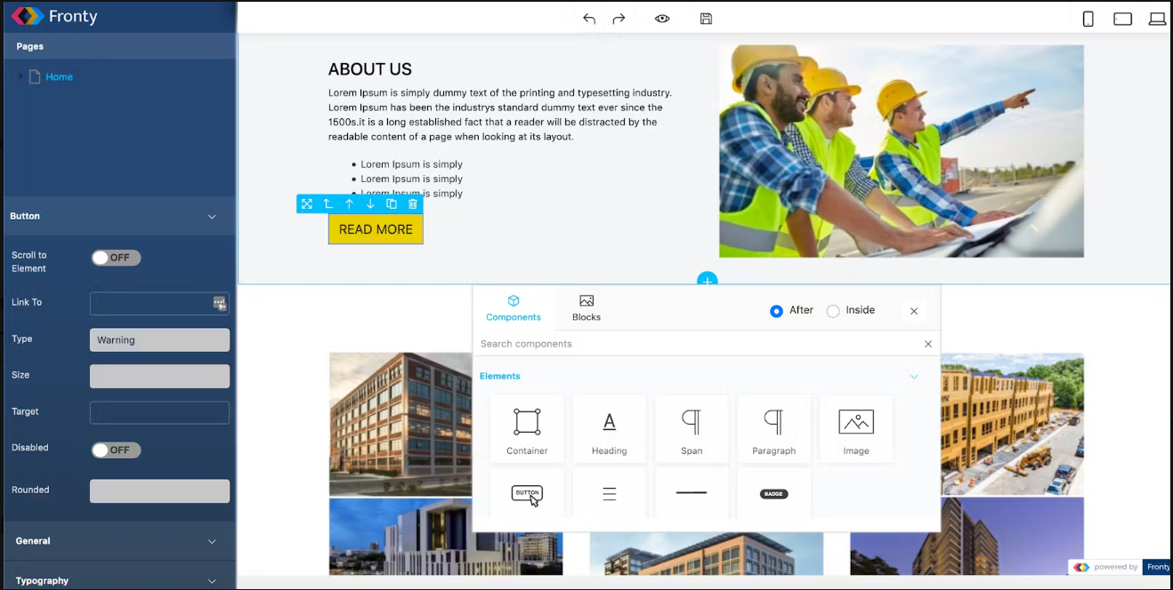 screenshot of Fronty