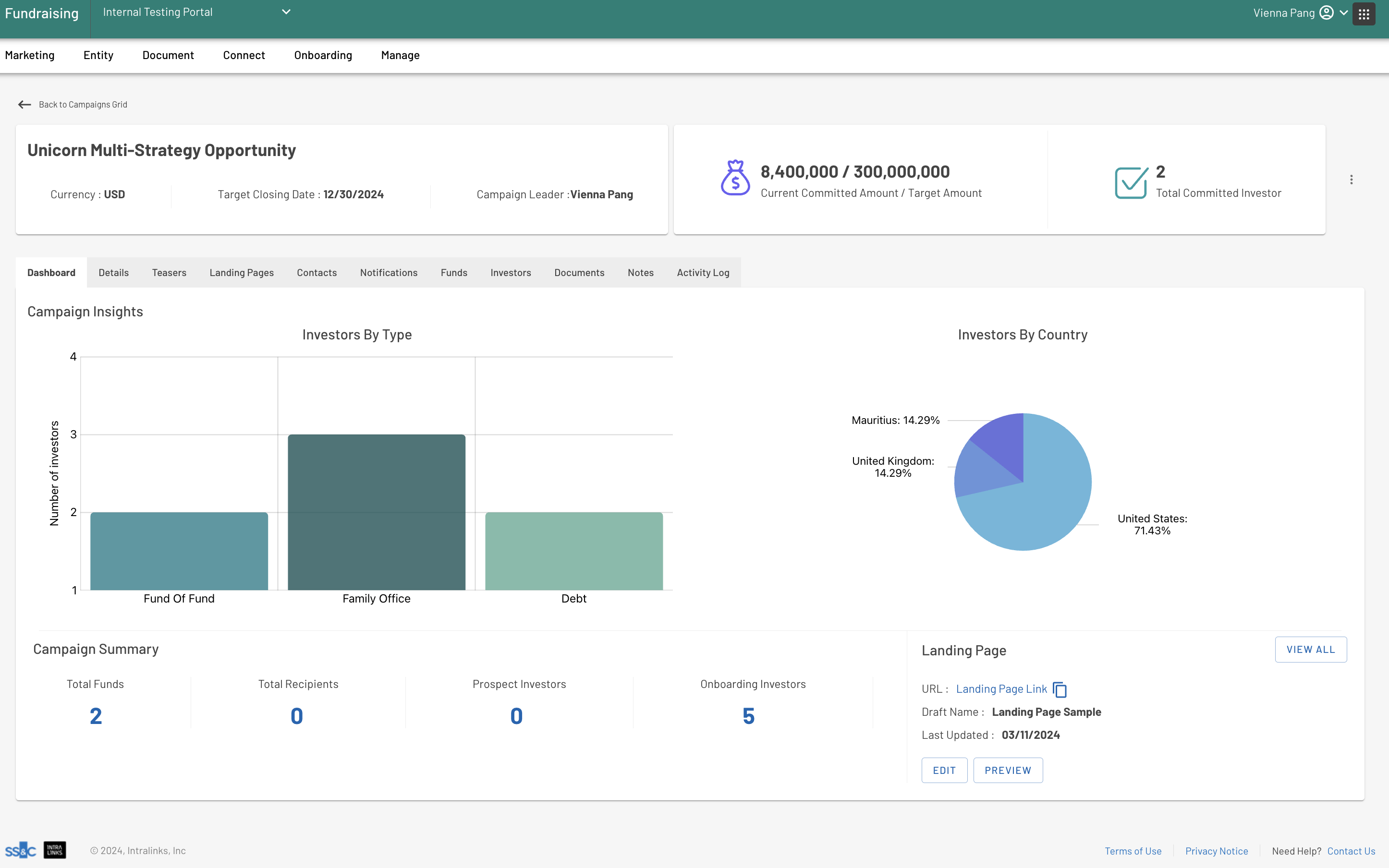 screenshot of FundCentre