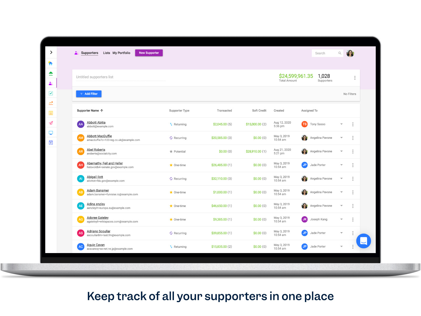 screenshot of Funraise