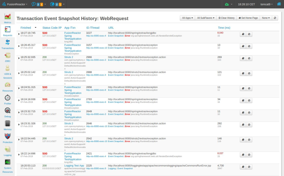 screenshot of FusionReactor