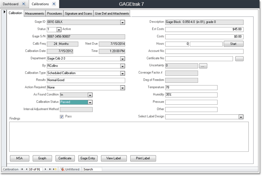 screenshot of GAGEtrak