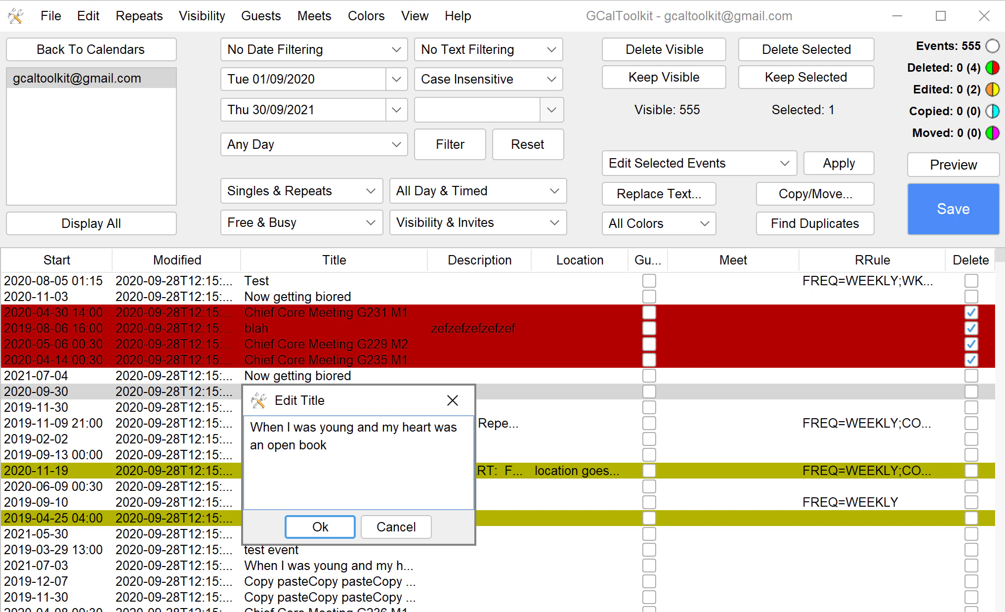 screenshot of GCalToolkit