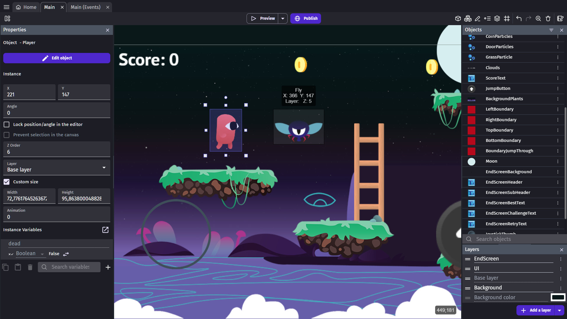 screenshot of GDevelop