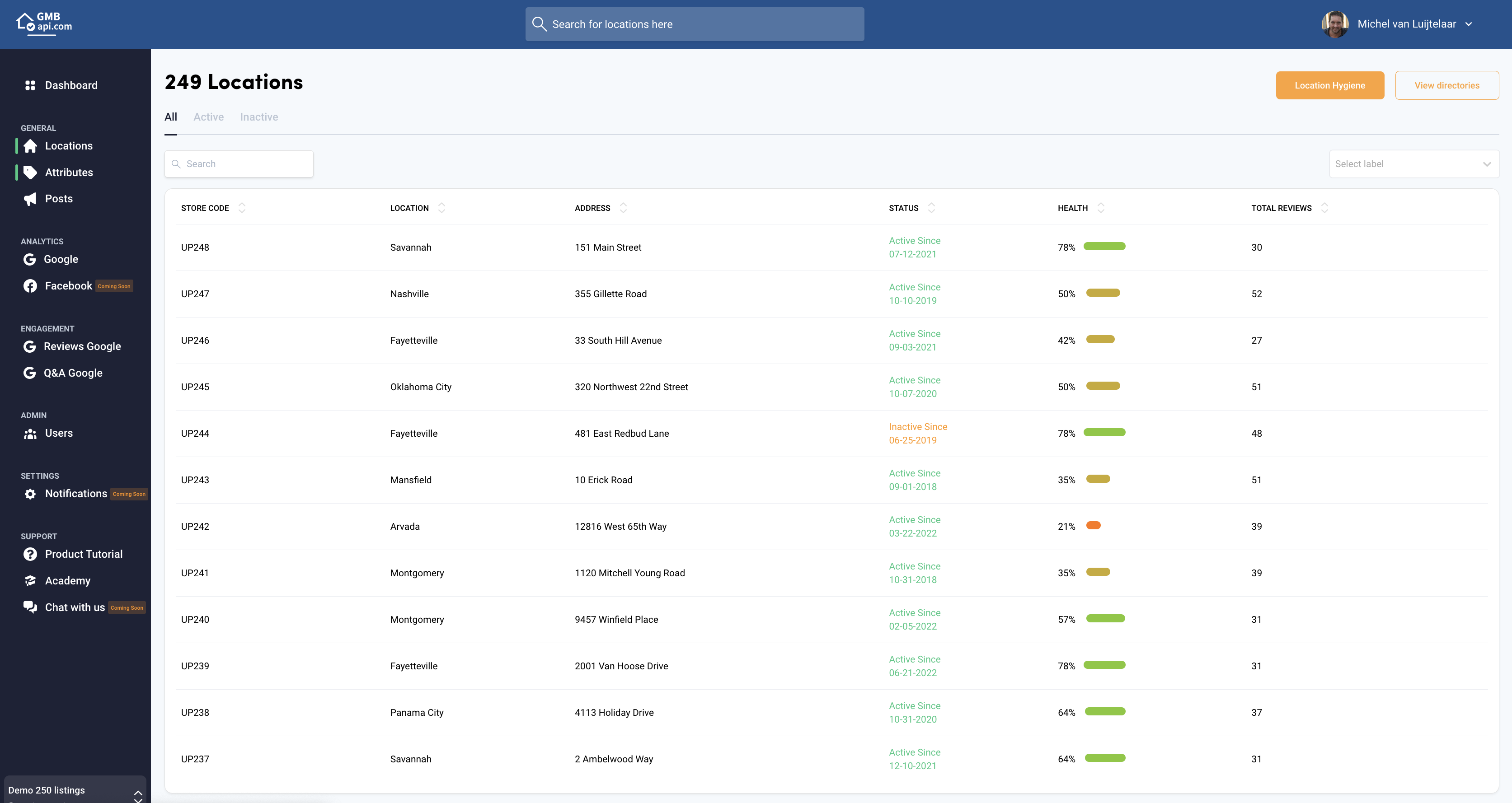 screenshot of GMBapi.com