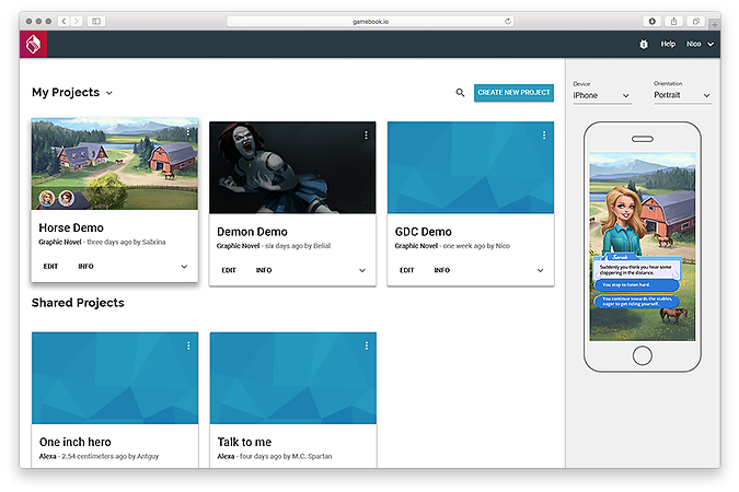 screenshot of GameBook