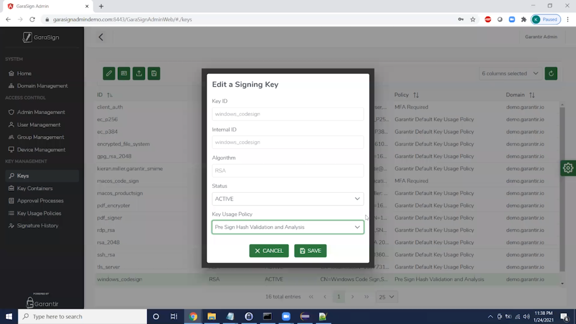 screenshot of GaraSign