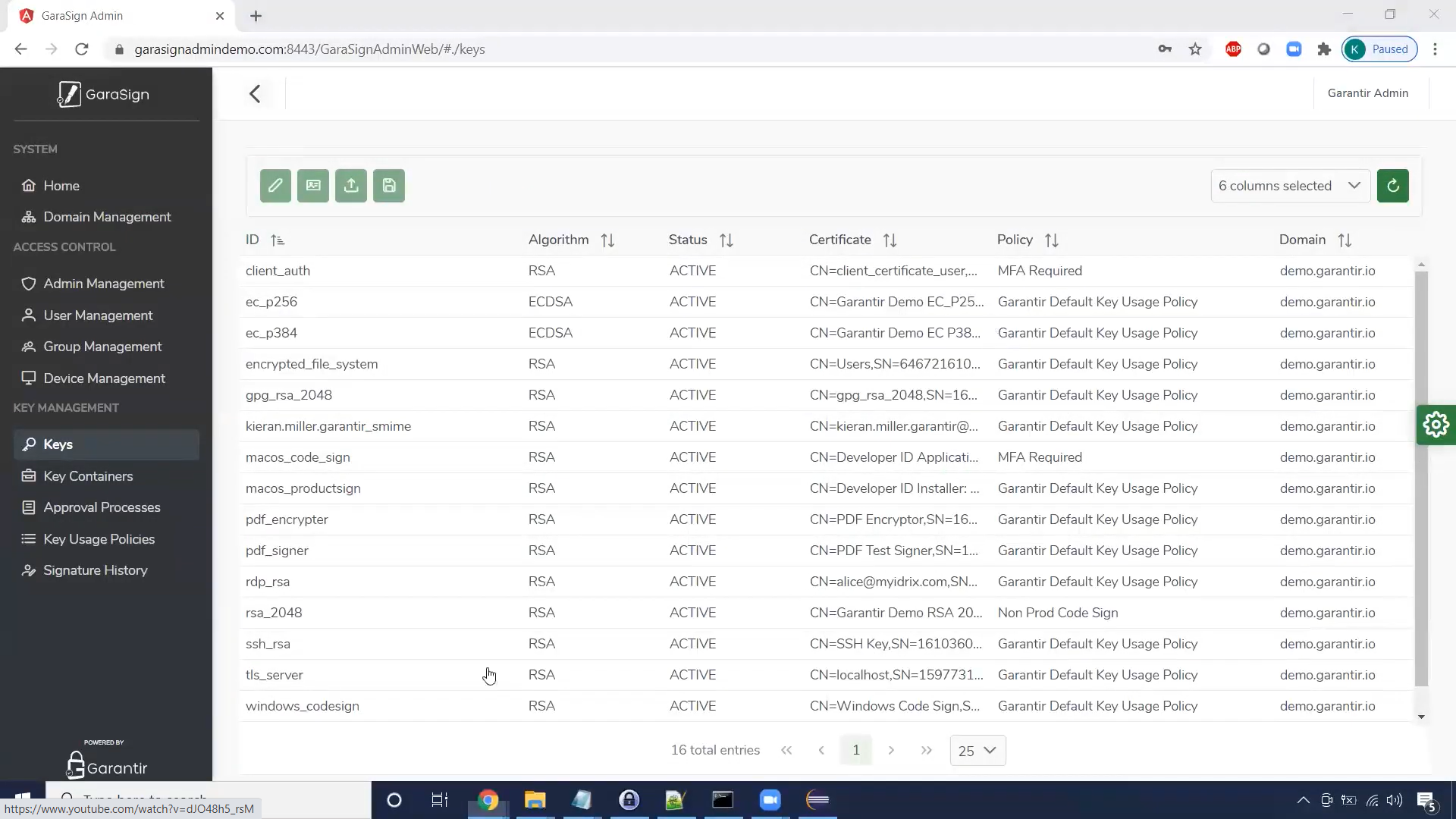 screenshot of GaraSign