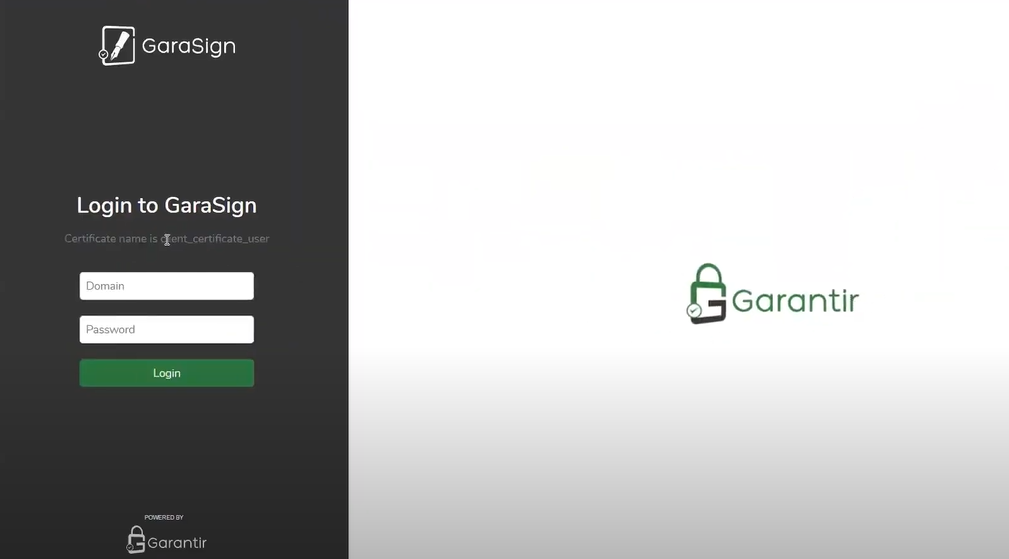 screenshot of GaraSign