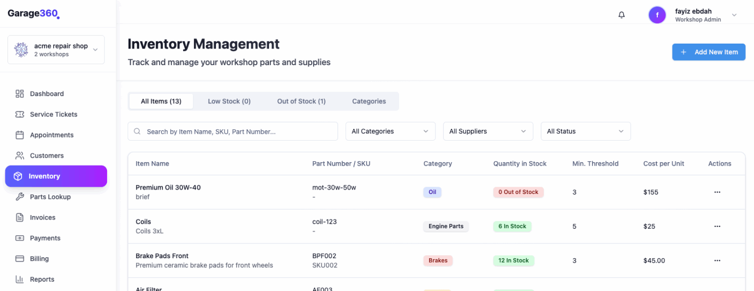 screenshot of Garage360