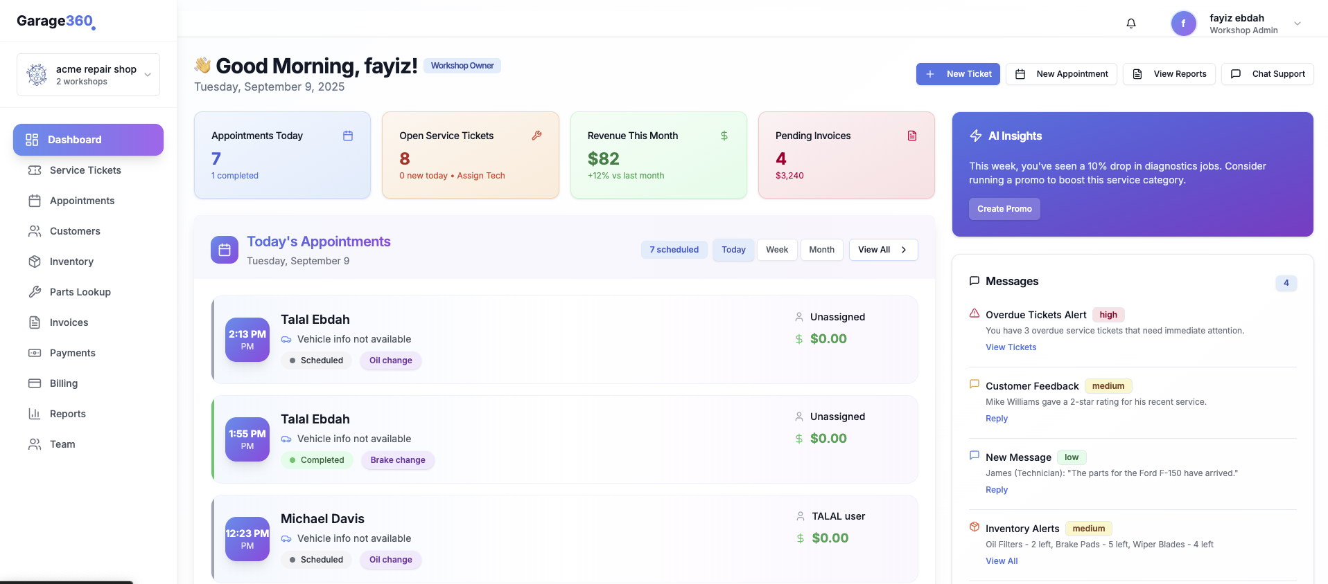 screenshot of Garage360