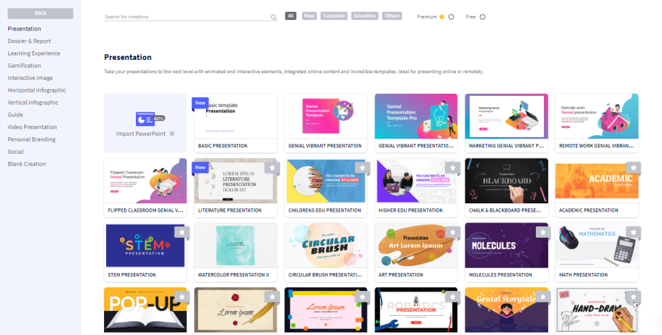 screenshot of Genially