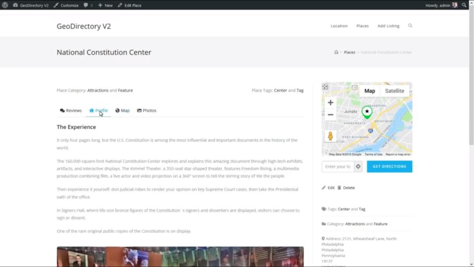 screenshot of GeoDirectory