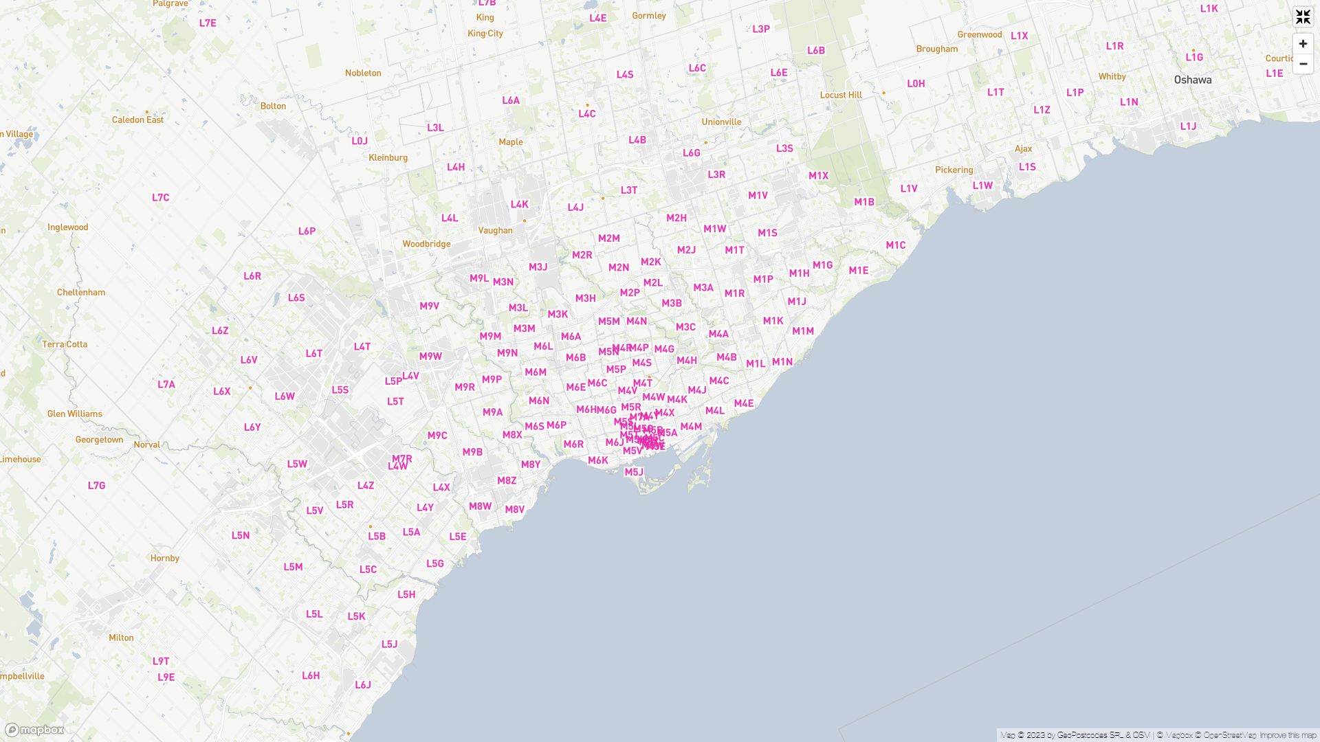 screenshot of GeoPostcodes