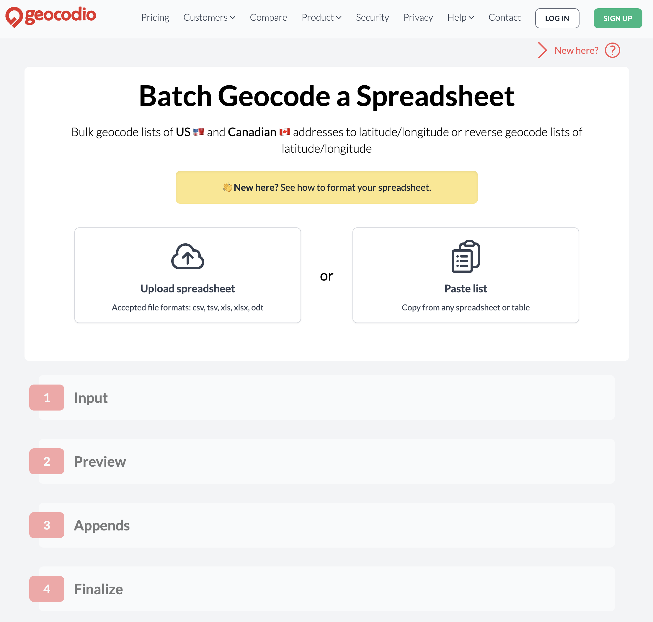 screenshot of Geocodio