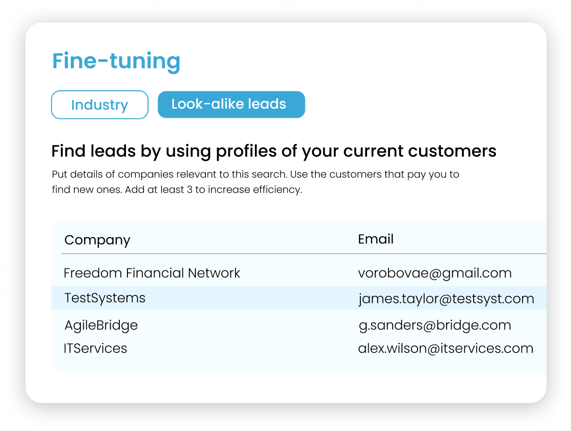 screenshot of GetLeads