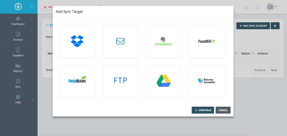 screenshot of GetMyInvoices
