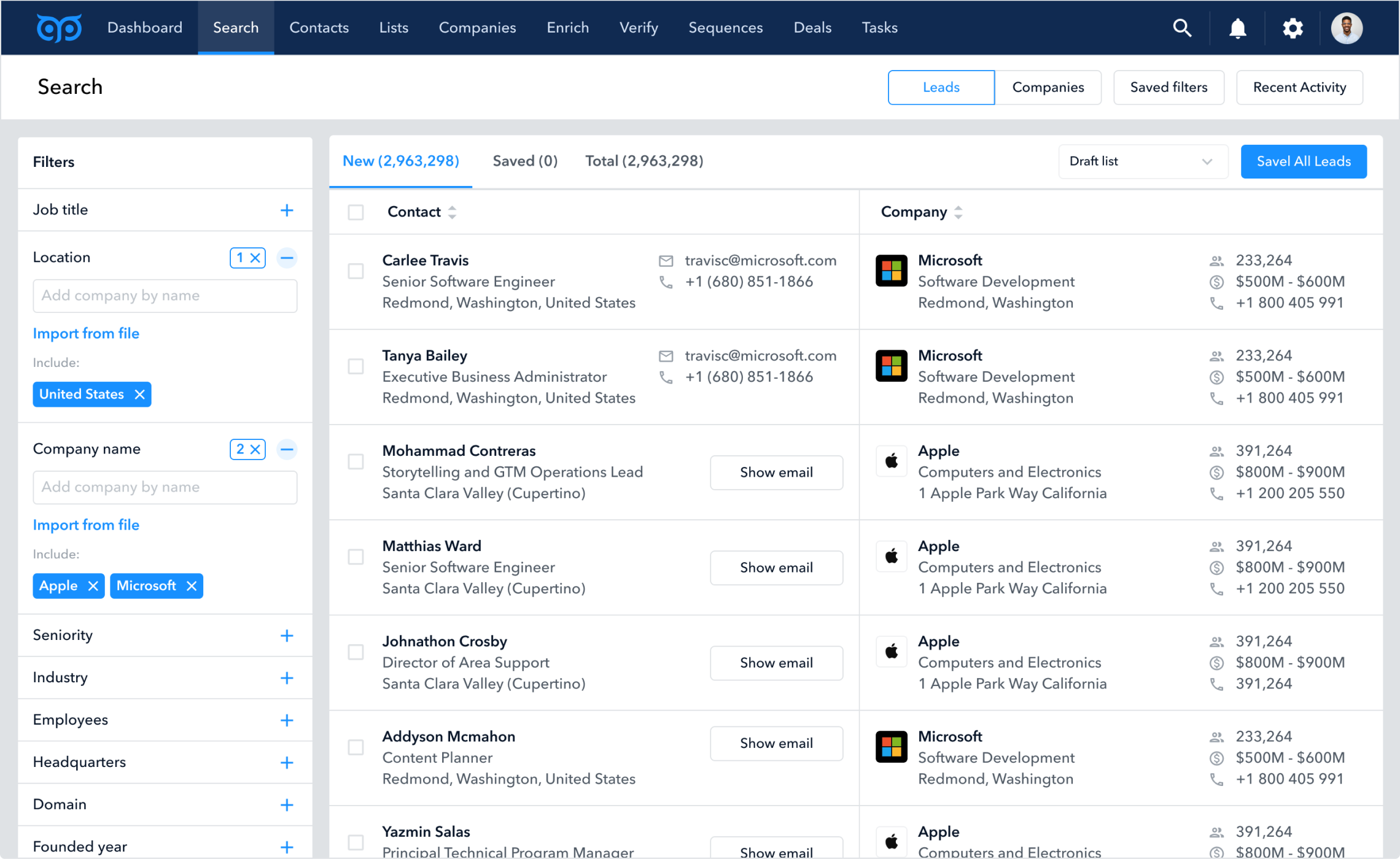 screenshot of GetProspect