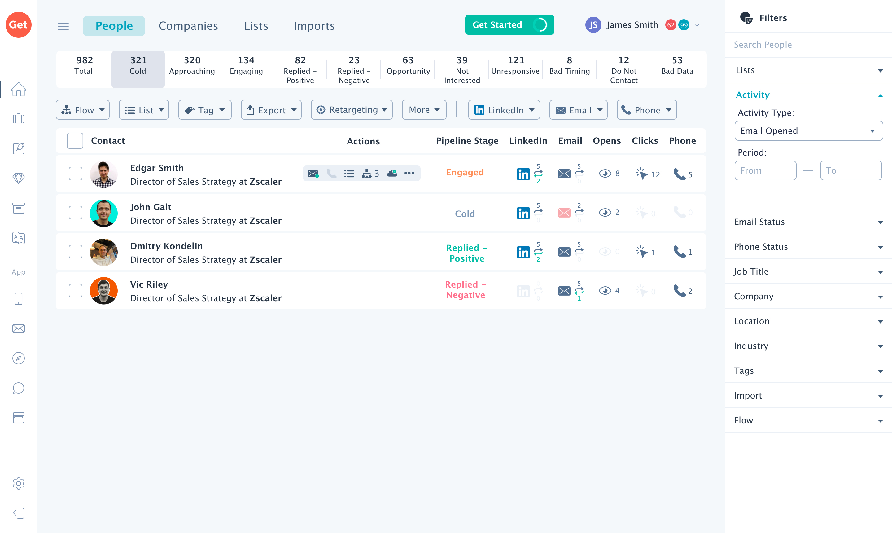 screenshot of GetSales.io