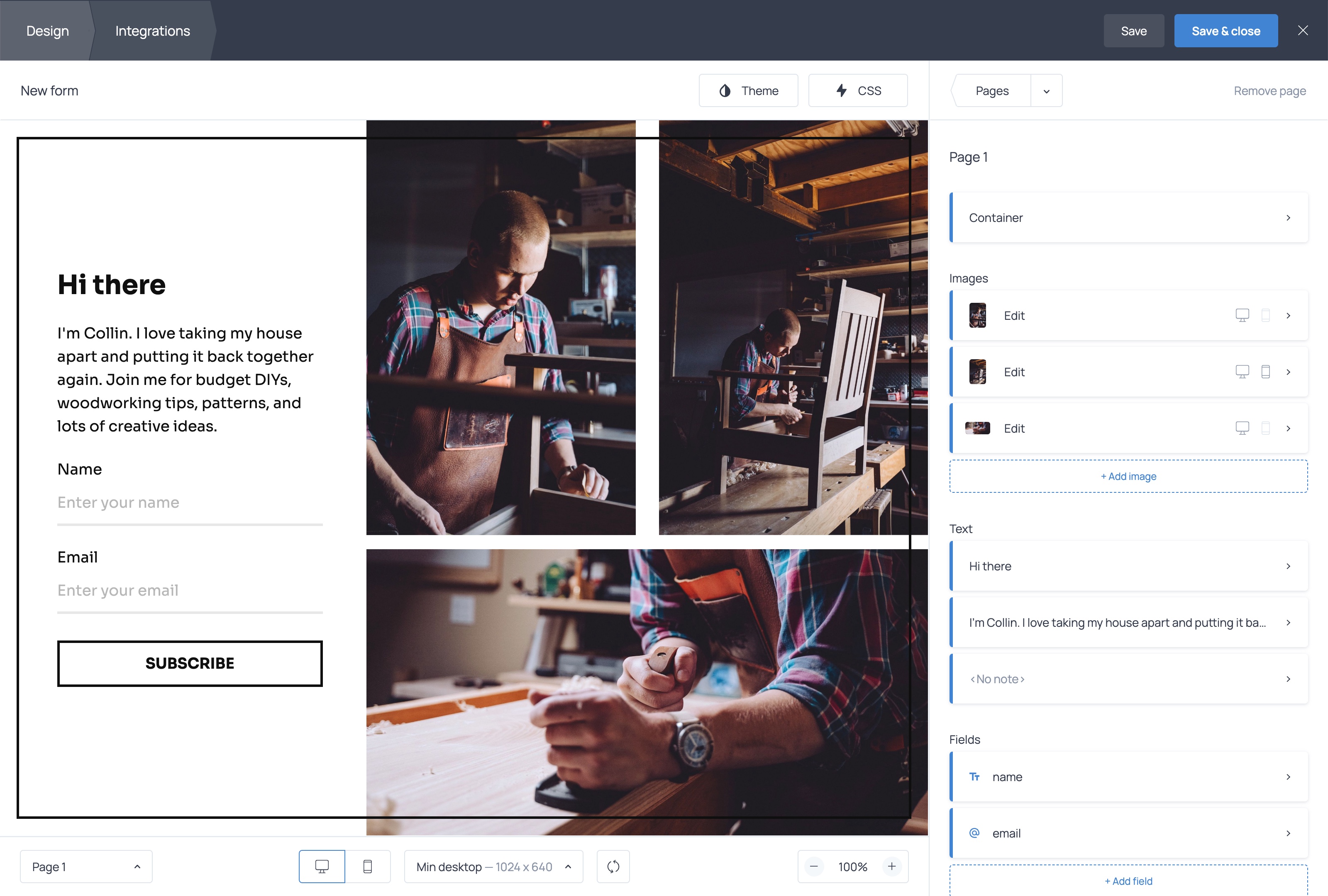 screenshot of Getform