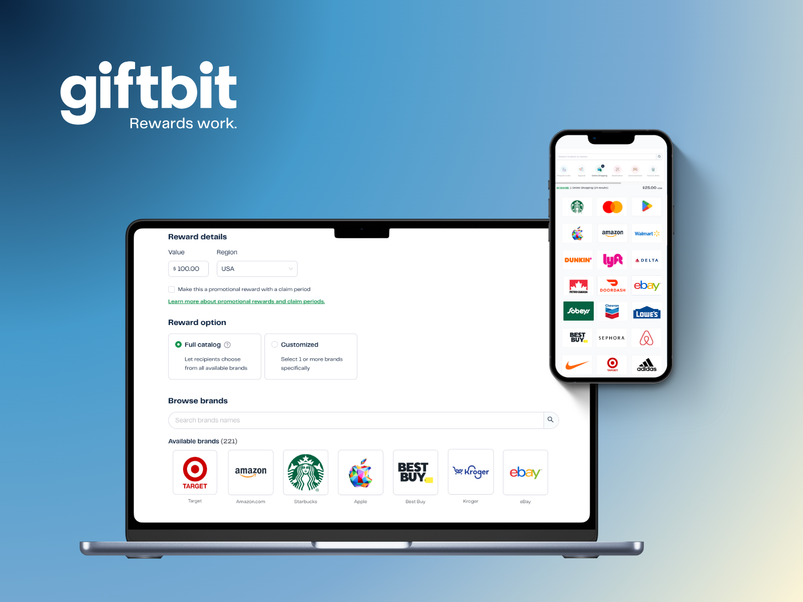 screenshot of Giftbit