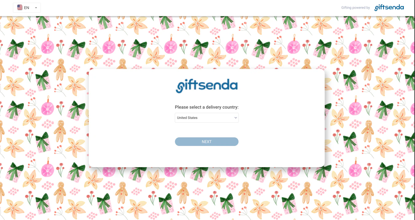 screenshot of Giftsenda