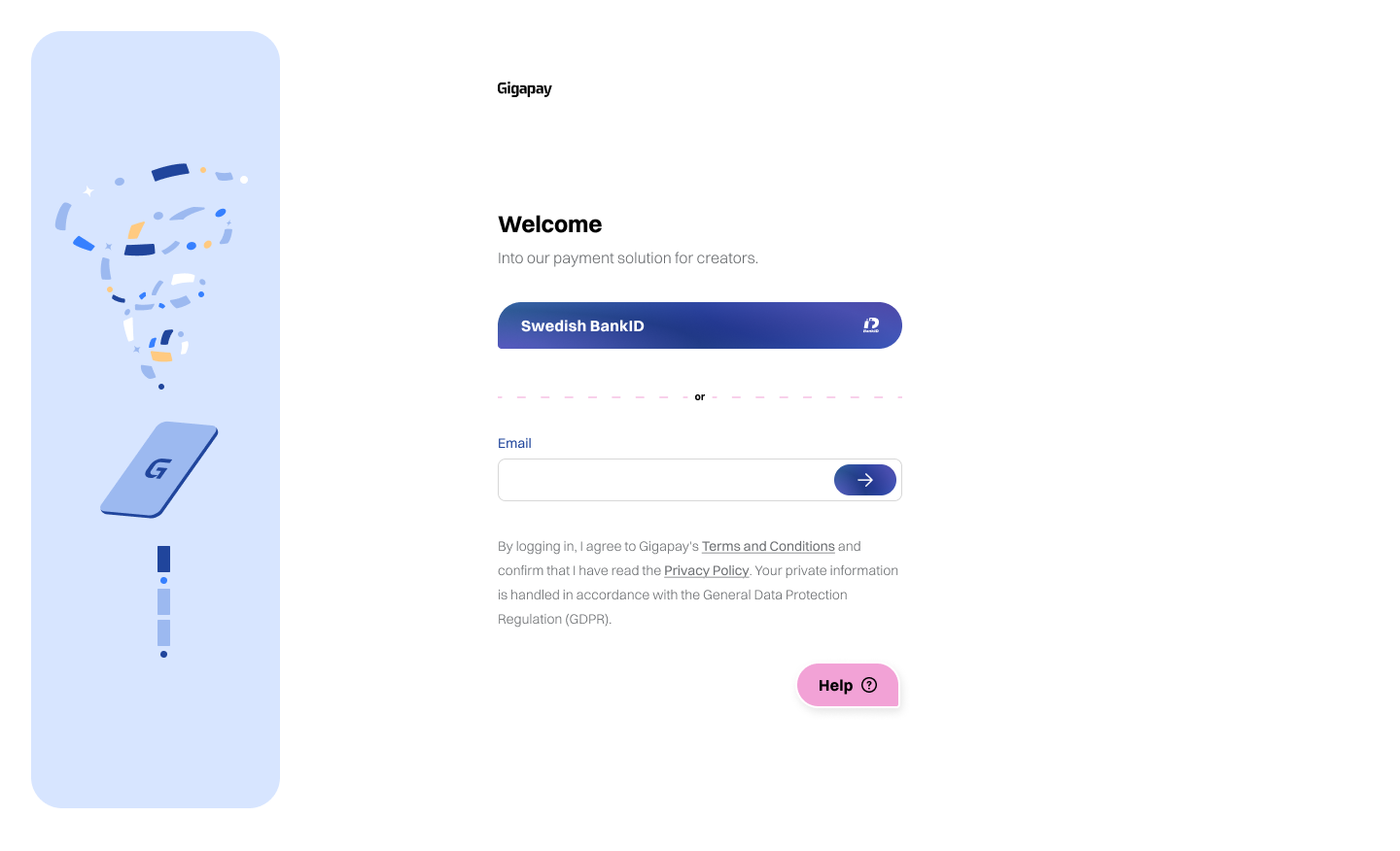screenshot of Gigapay