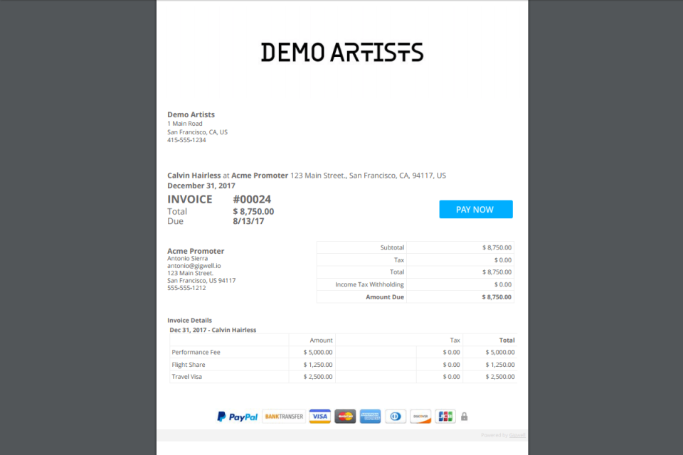 screenshot of Gigwell
