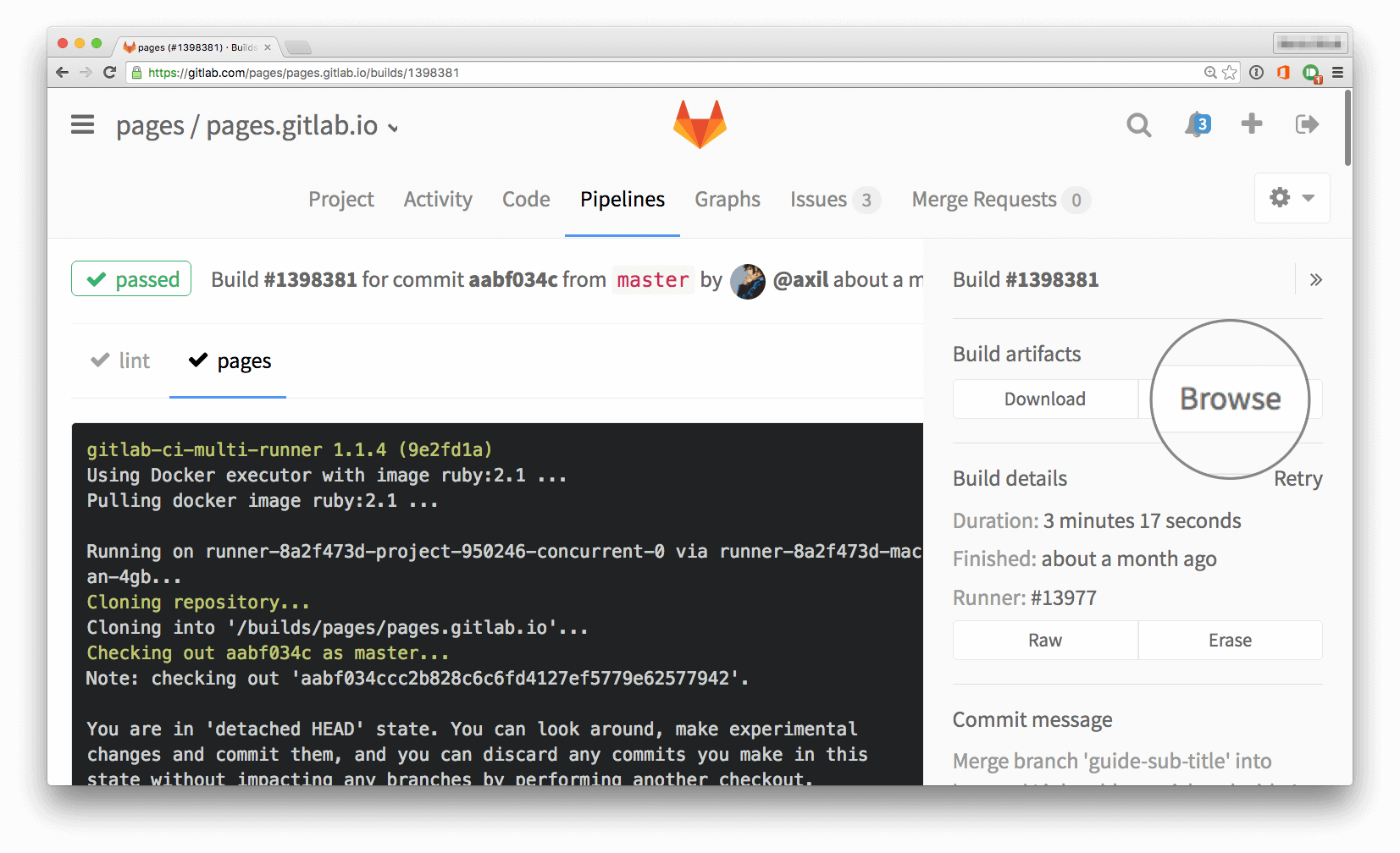 screenshot of GitLab
