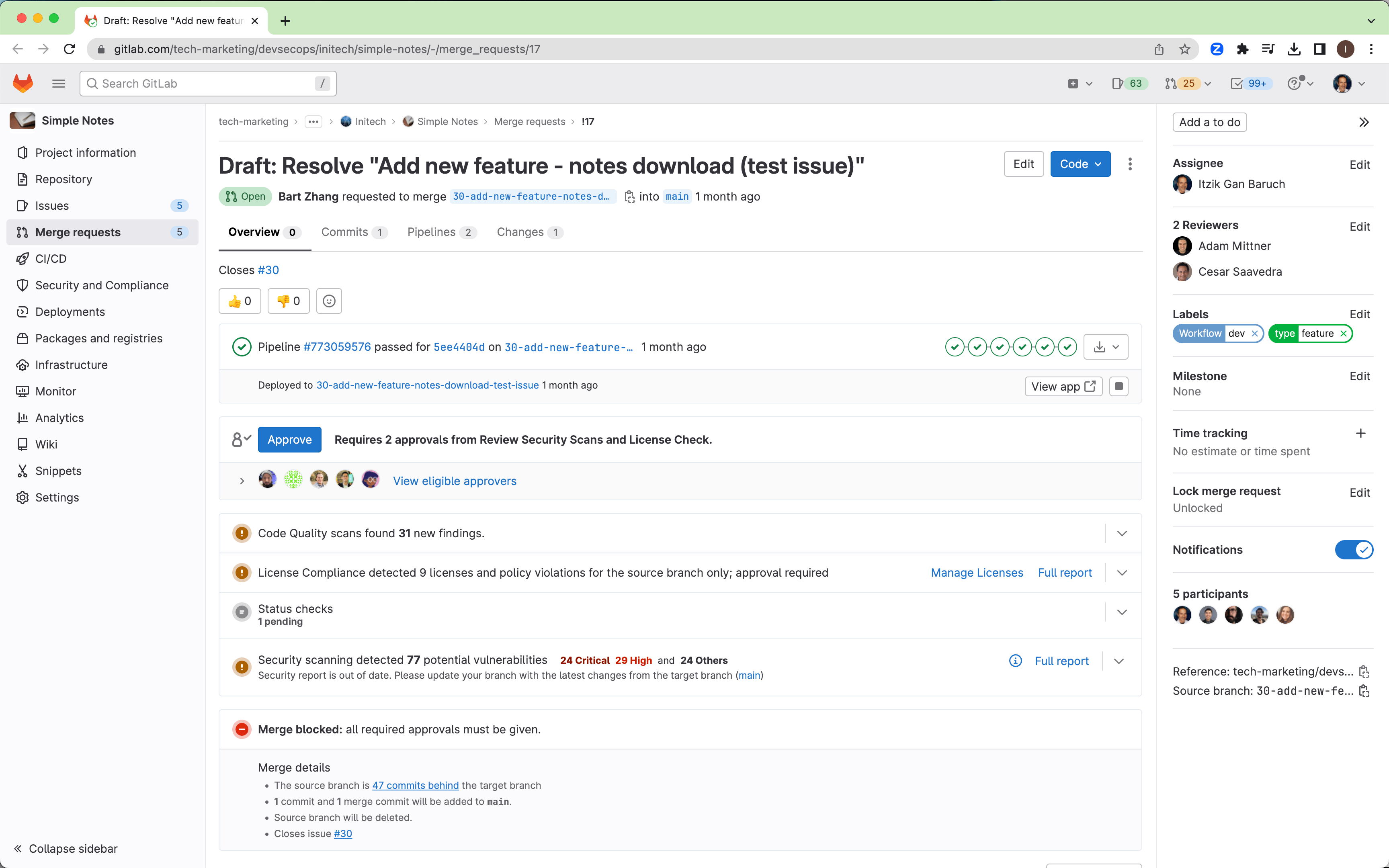 screenshot of GitLab