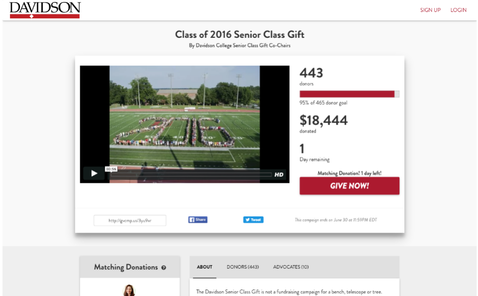 screenshot of GiveCampus