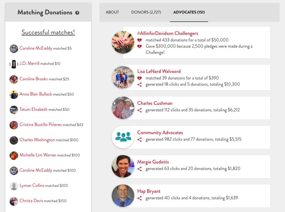 screenshot of GiveCampus