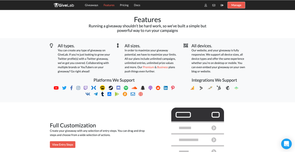 screenshot of GiveLab