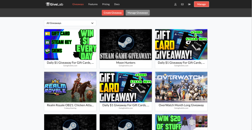 screenshot of GiveLab