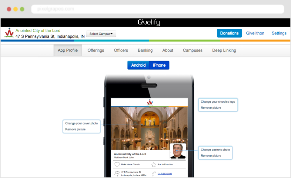 screenshot of Givelify