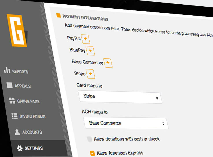 screenshot of GivingTools