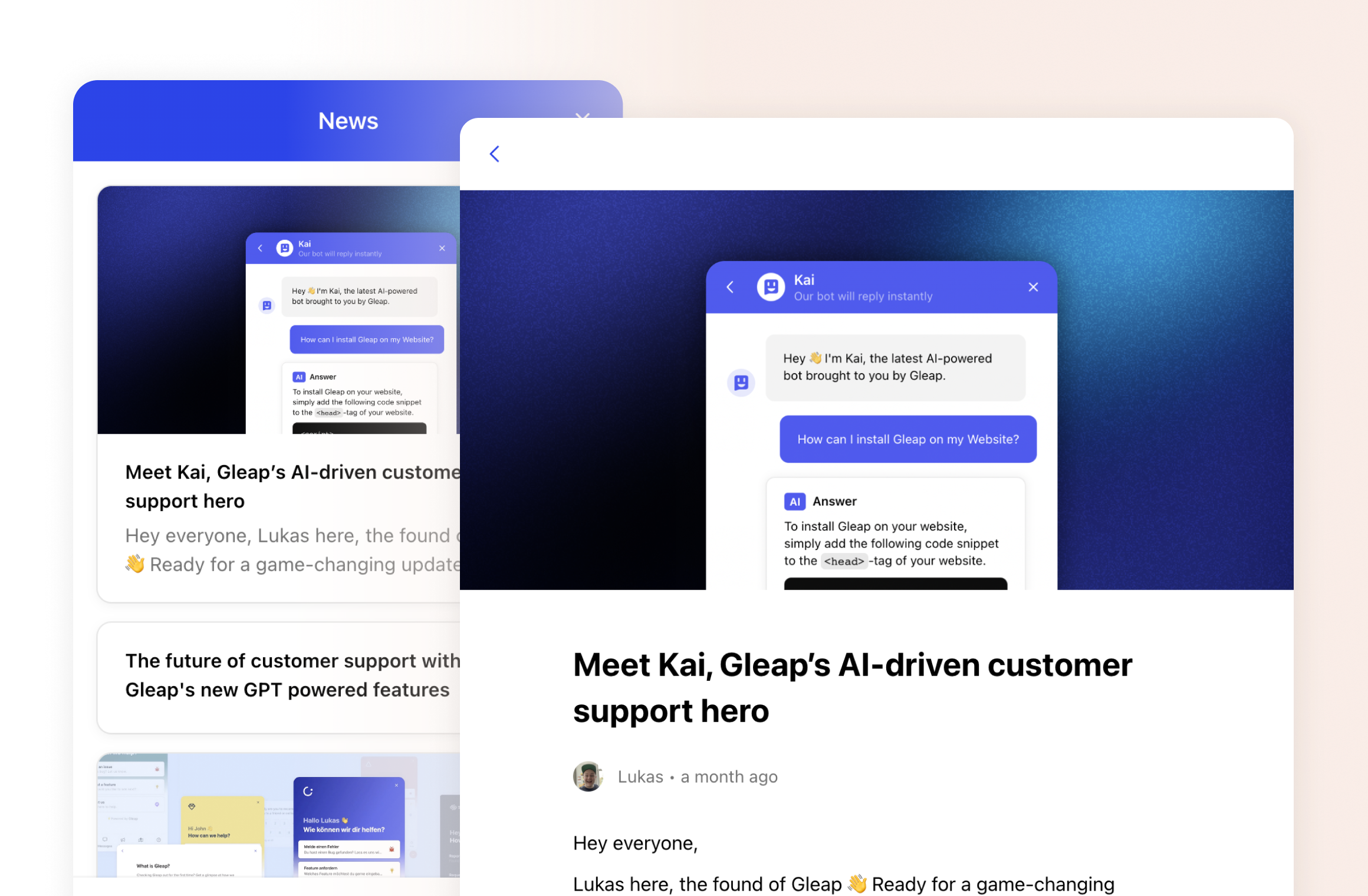 screenshot of Gleap